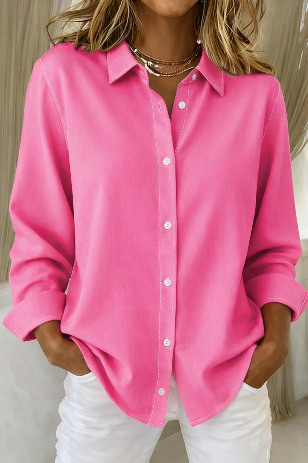 Sophie- Elegante Damenbluse mit Knopfleiste