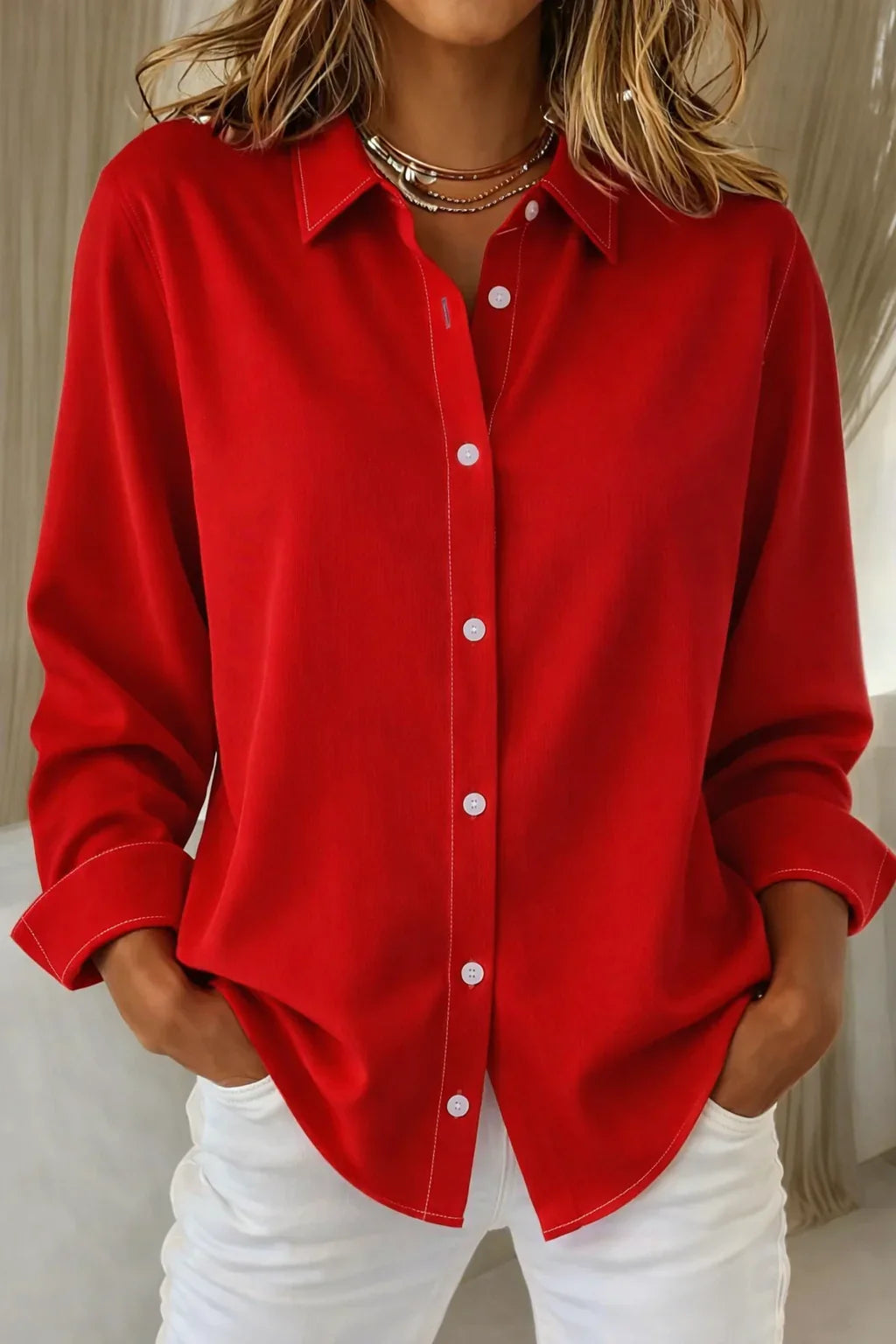 Sophie- Elegante Damenbluse mit Knopfleiste