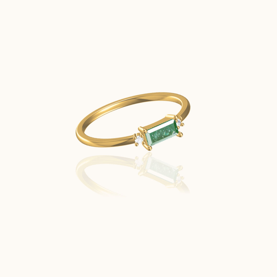 Fen - Eleganter Baguette-Ring mit grünem Zirkonia