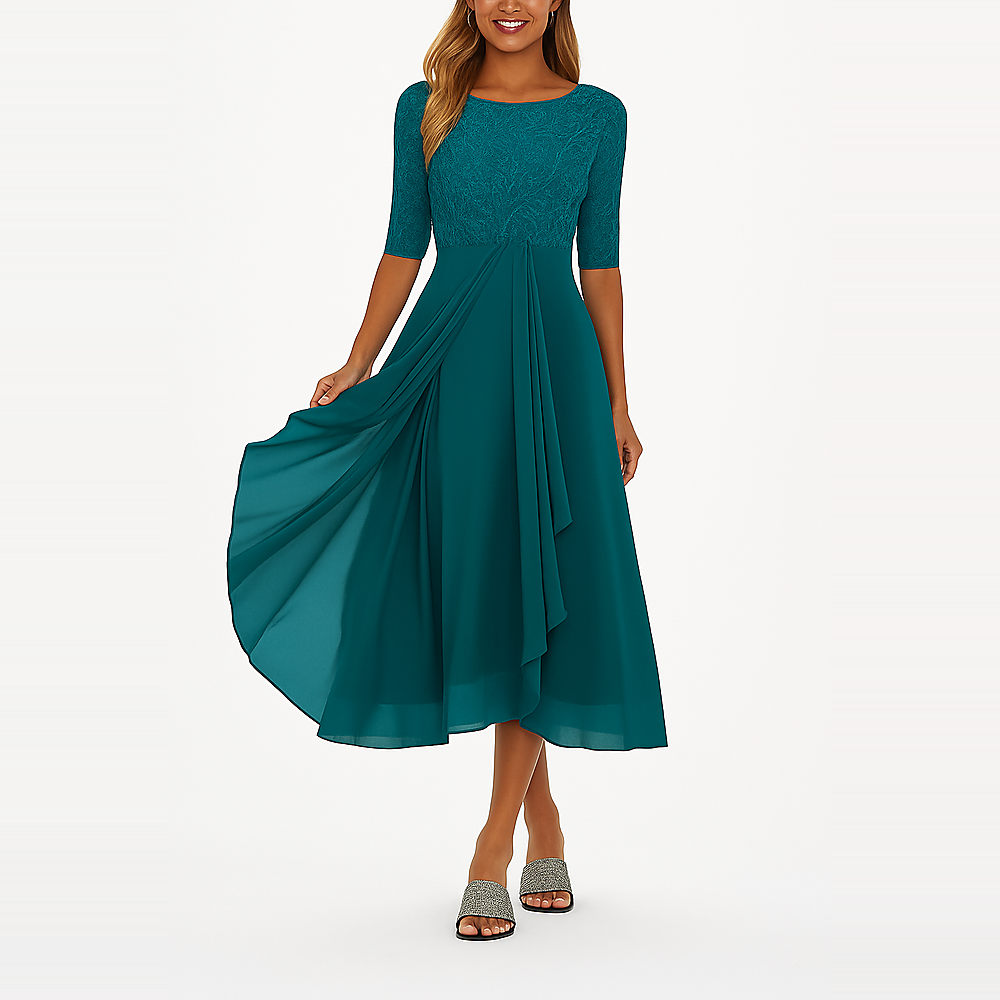 Ximena - Elegantes Damenkleid mit Spitze bis zum Knie