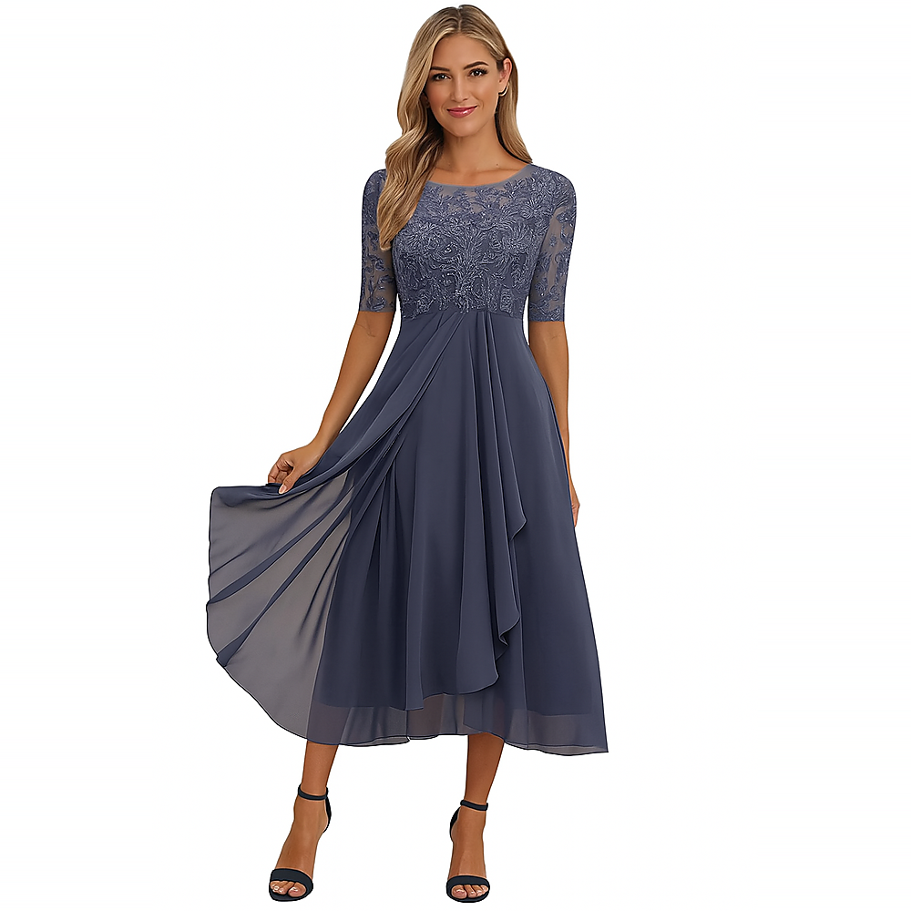 Ximena - Elegantes Damenkleid mit Spitze bis zum Knie