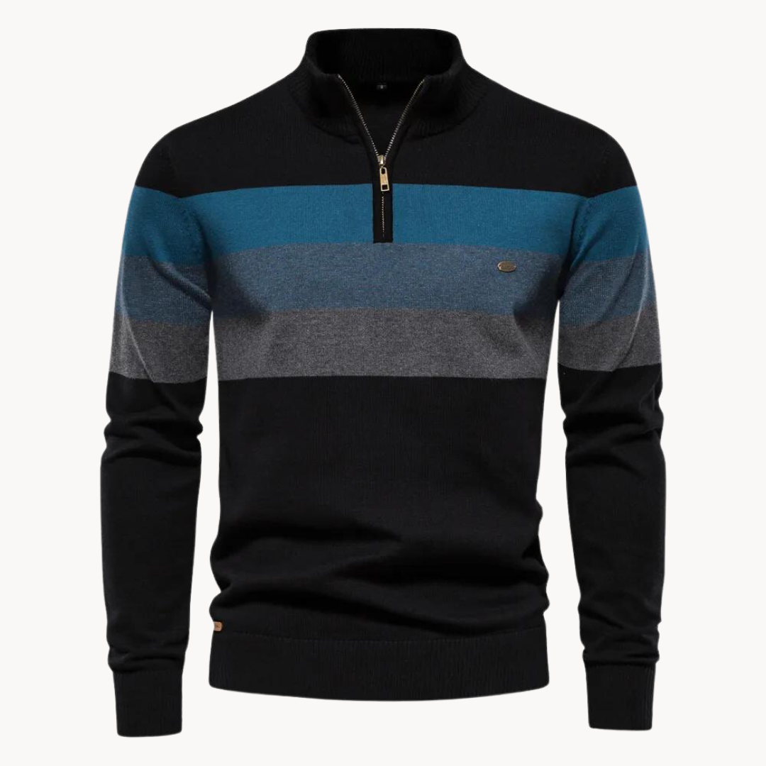 Aurullo - Angenehmer Pullover mit halbem Reißverschluss