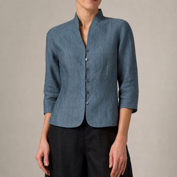 Brynna - Hochwertige Damen Bluse mit Stehkragen