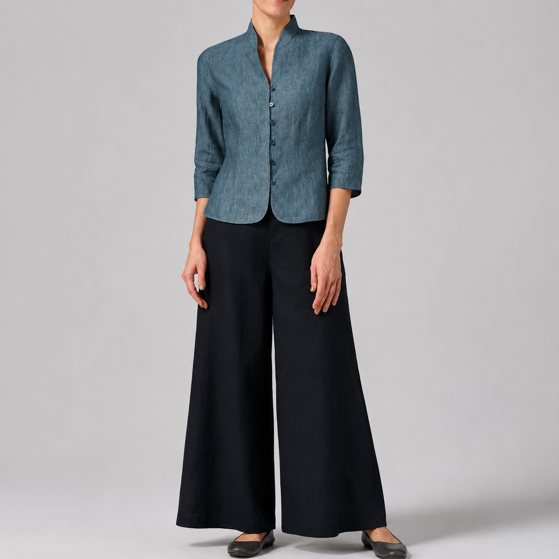 Brynna - Hochwertige Damen Bluse mit Stehkragen