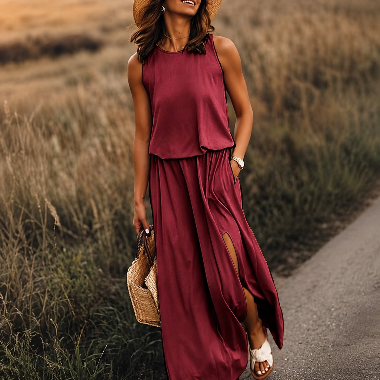 Edna - Angenehmes Boho-Kleid in Maxilänge aus Modal