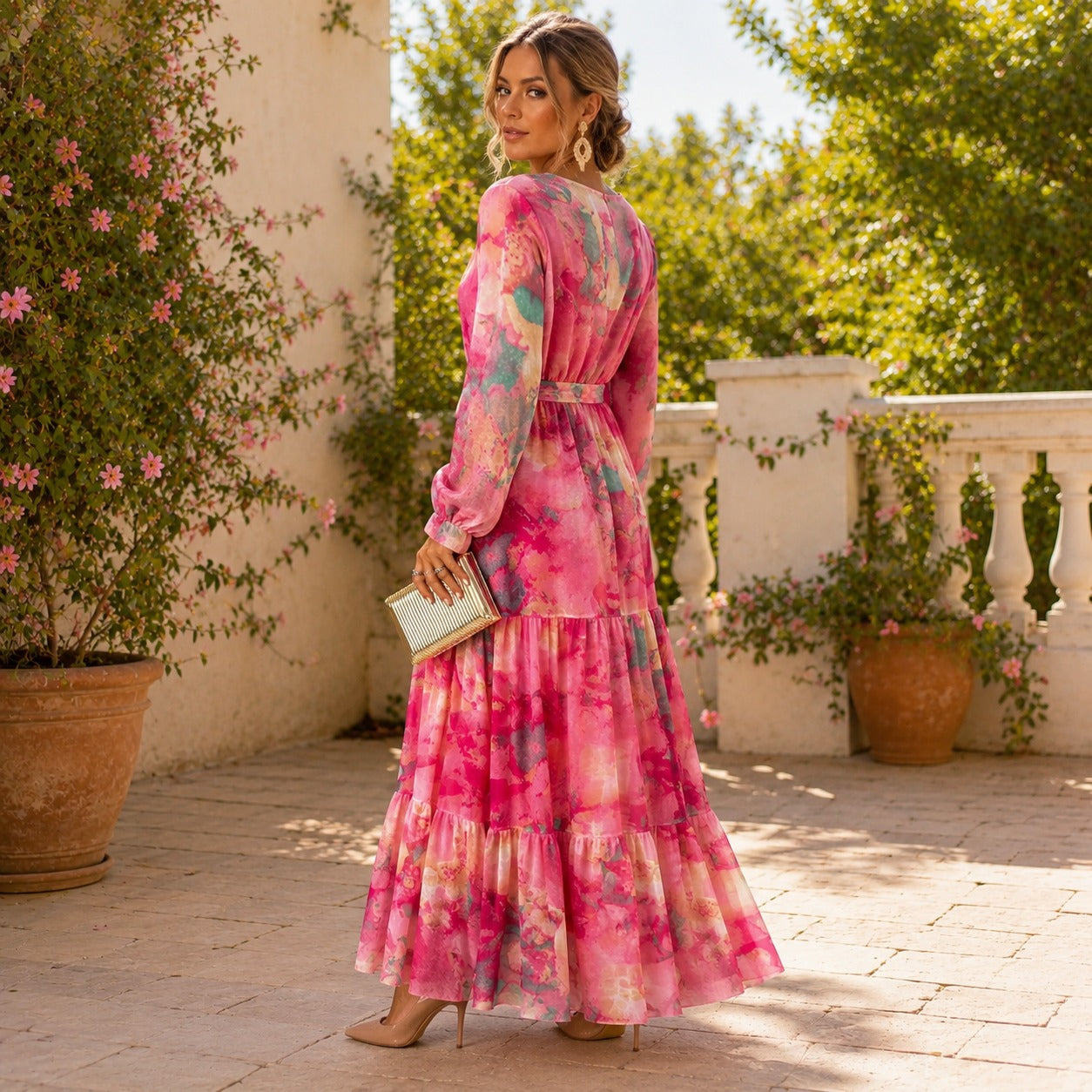 Carroll - Blumiges Langärmeliges Kleid
