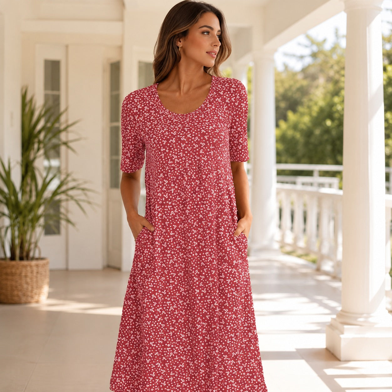 Yasmin - Kurzärmliges Blumenkleid