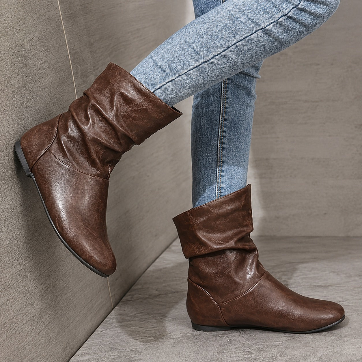 Hanna - Retro Flache Stiefel