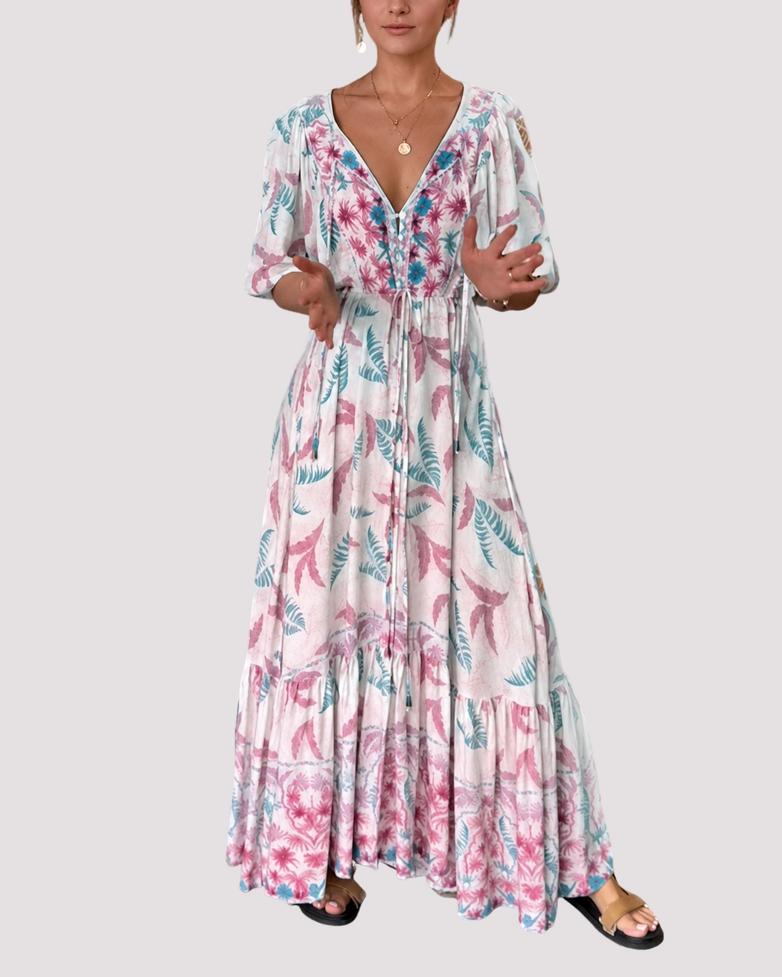 Ashley - Weites Blumen-Maxikleid