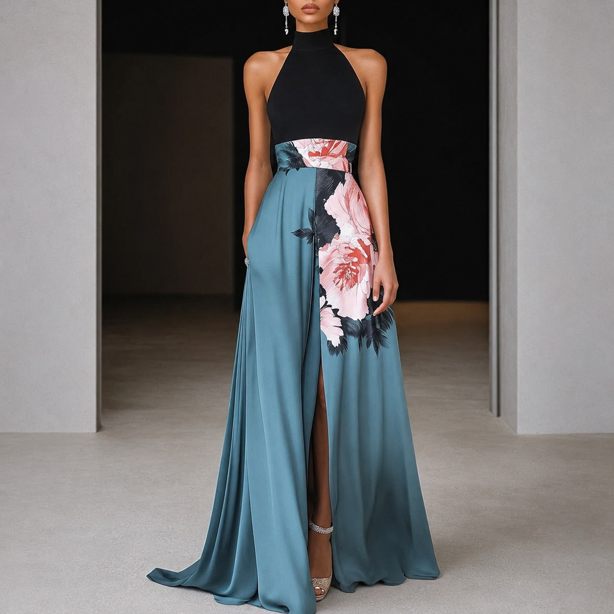 Annie - Ärmelloses Maxikleid mit Blumenmotiv