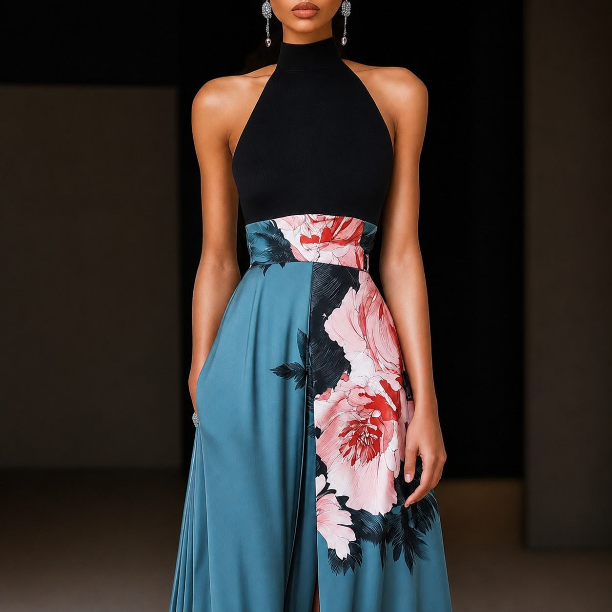 Annie - Ärmelloses Maxikleid mit Blumenmotiv
