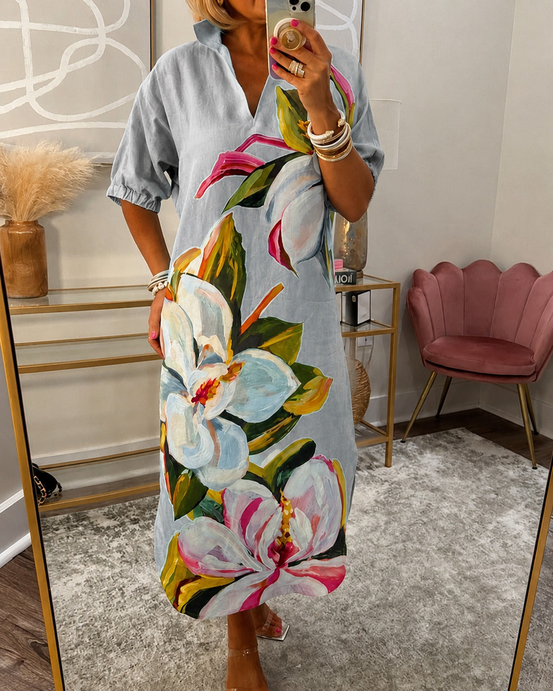 Myla - Weites Blumenbedrucktes Kleid