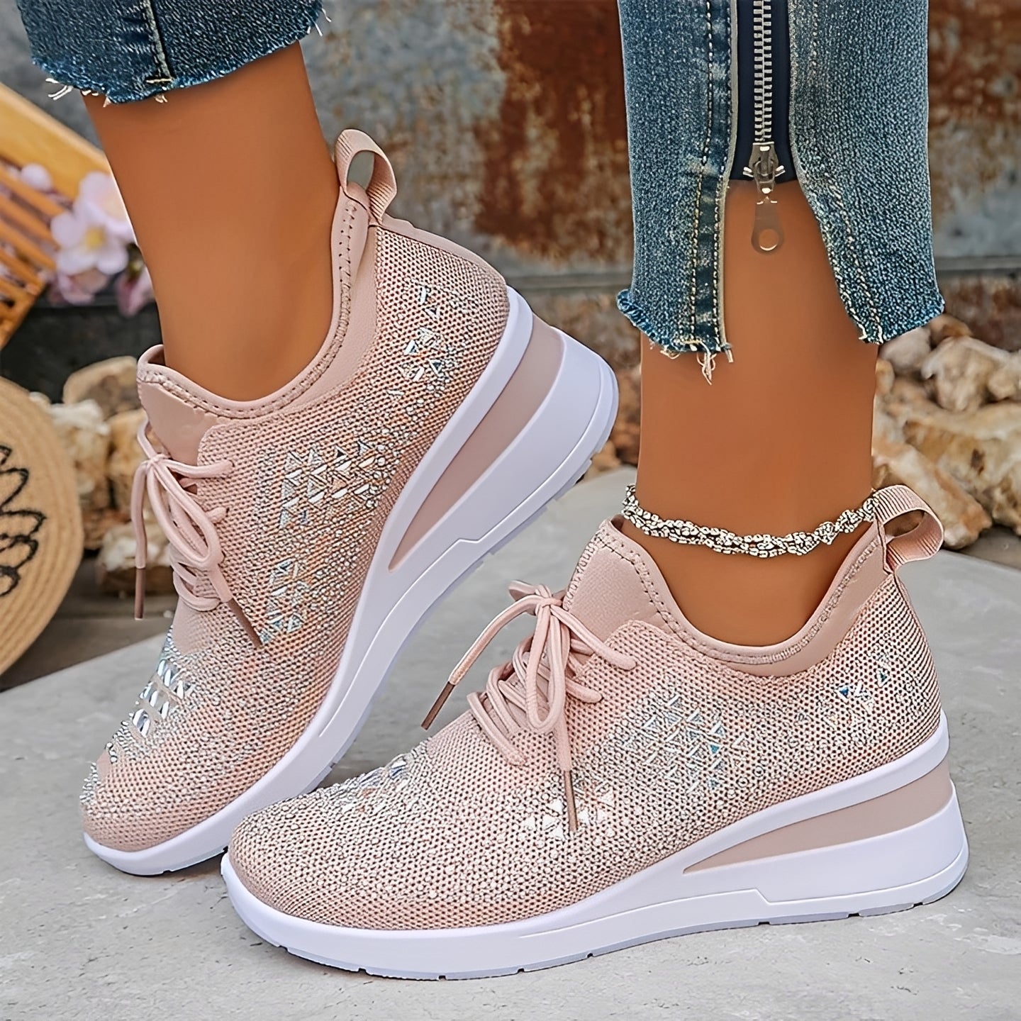 Elodie - Stilvolle Bequeme Sneakers mit Strassdetails
