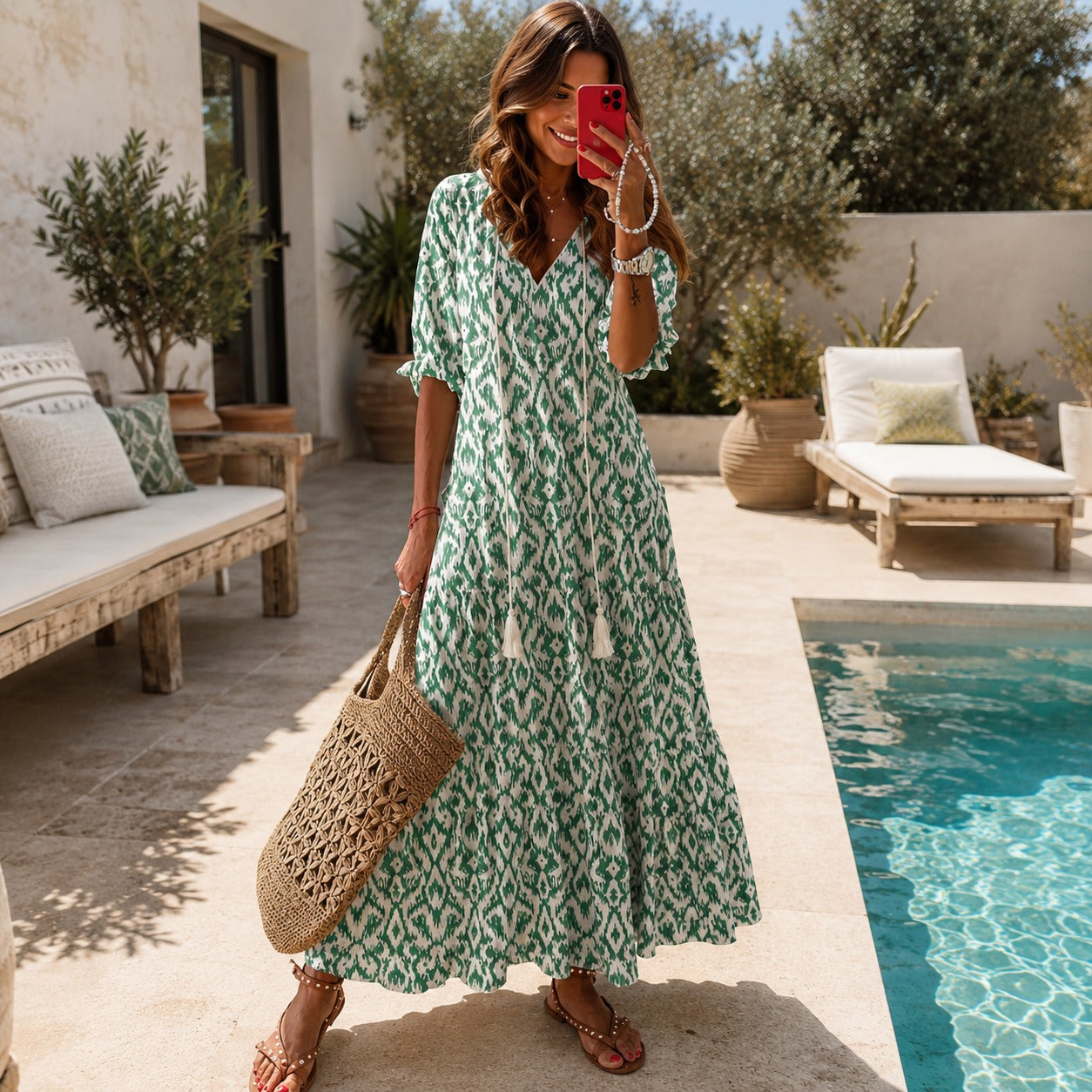 Lindsay - Lockeres Rüschen Boho-Kleid