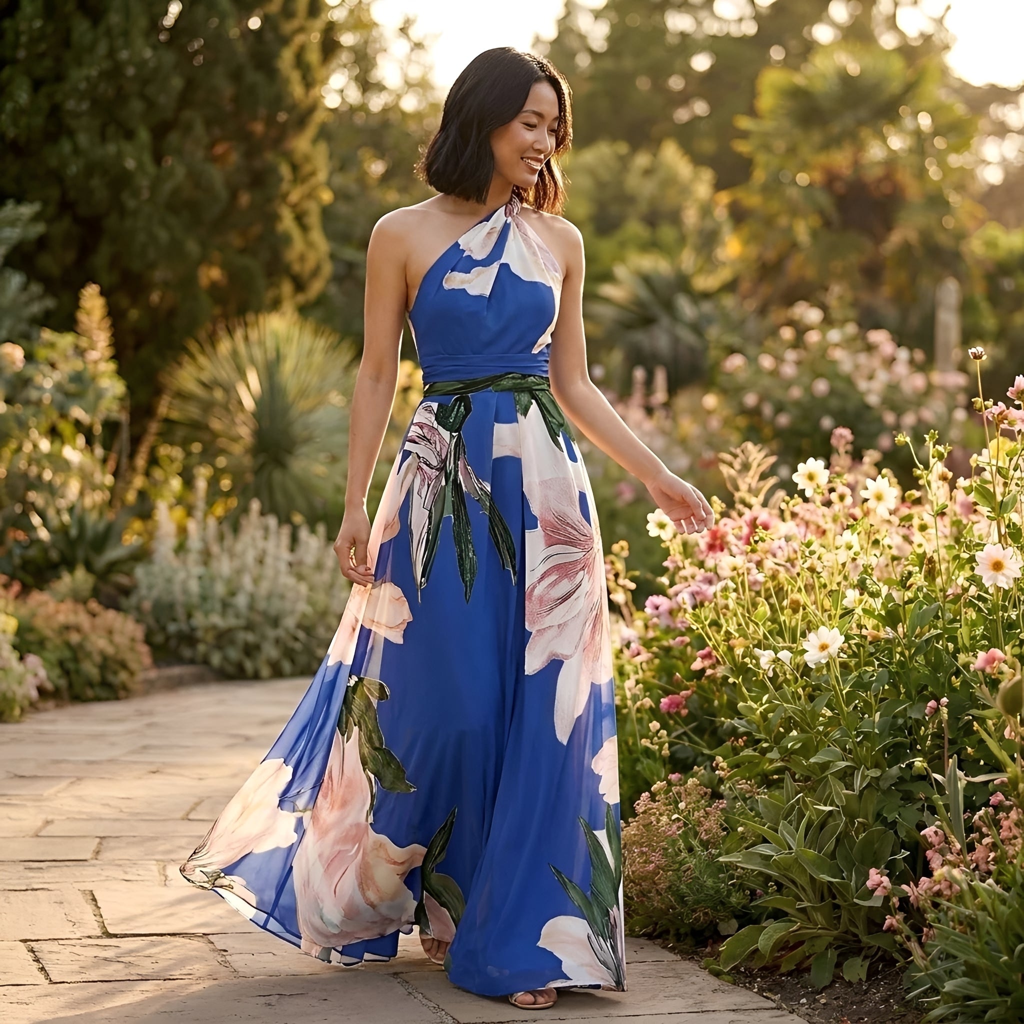 Kirsty - Geblümtes Halter-Maxikleid
