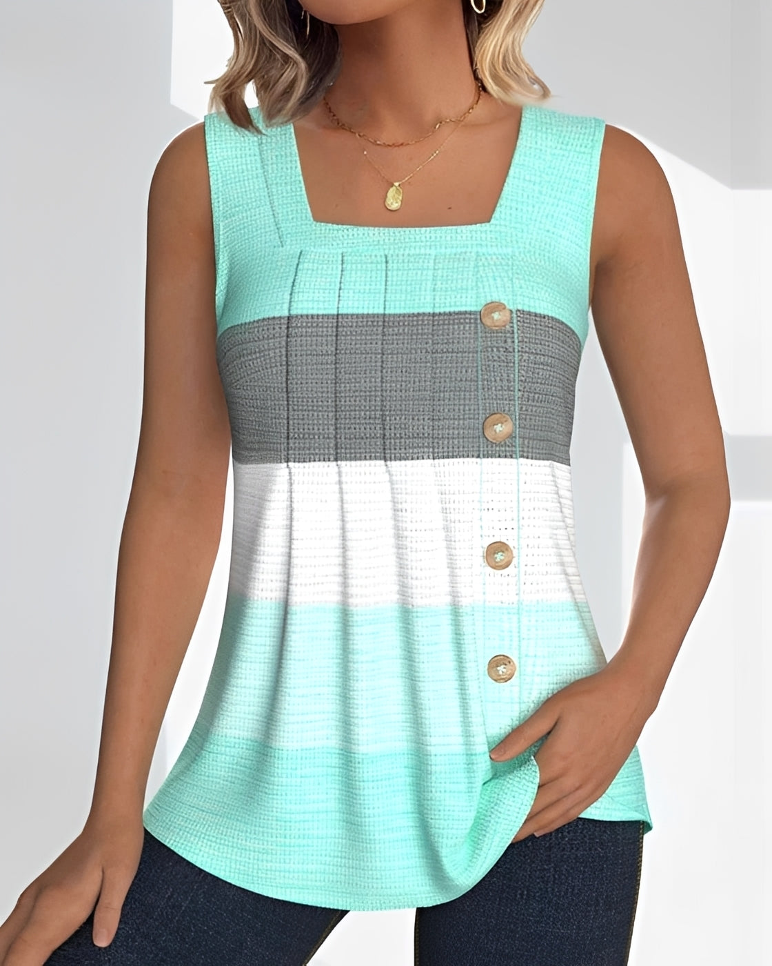 Grace - Lockeres Gestreiftes Falten-Tanktop