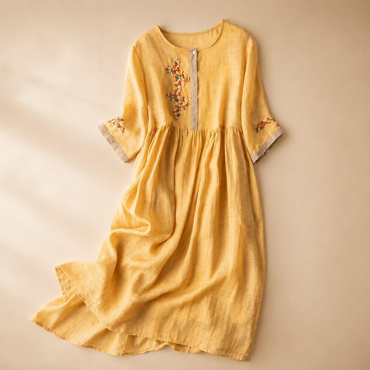 Laura - Entspanntes Boho Besticktes Kleid