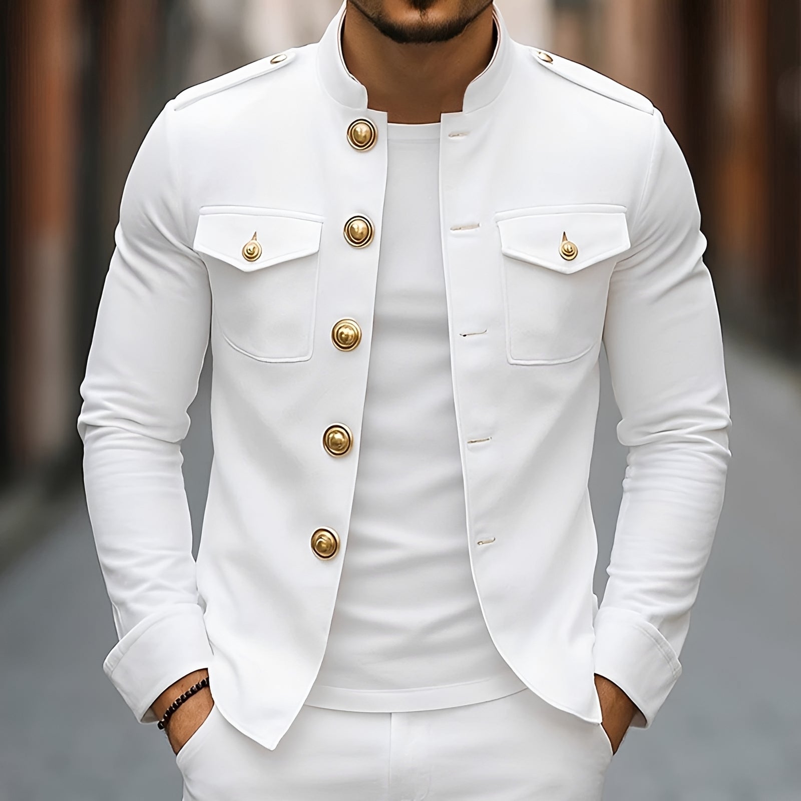 Leighton - Lässige Klassische Knopfjacke