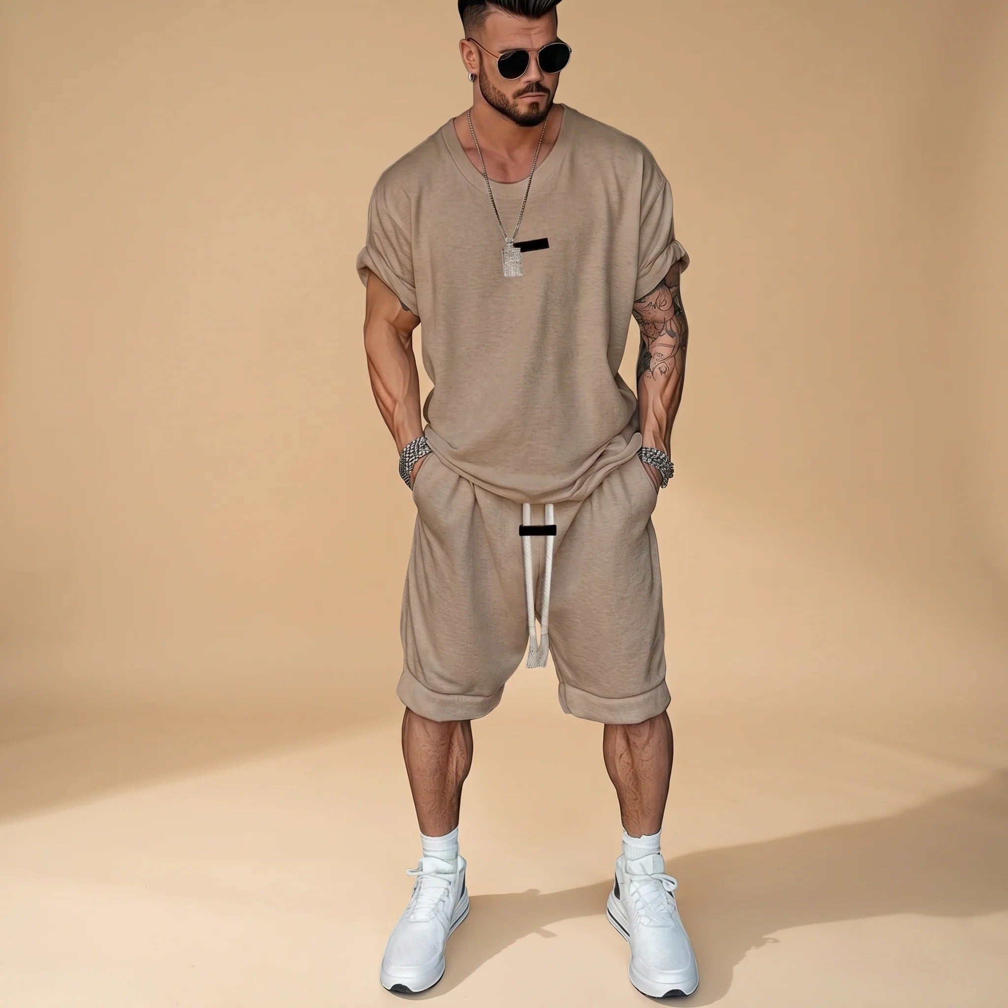 Alan - Entspanntes Hemd Shorts Set