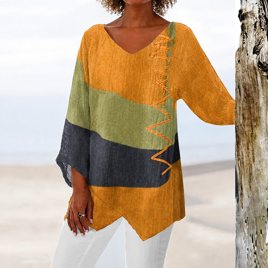 Eli - Bauchbedeckende farbige Bluse