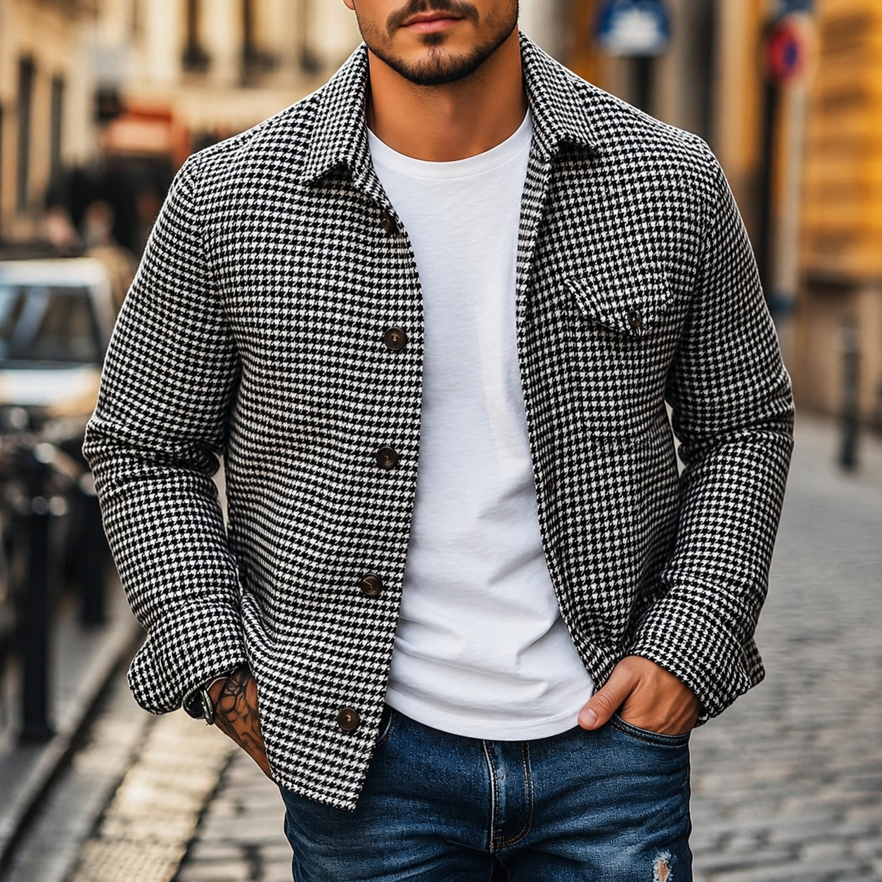 Andrew - Retro Einreihiges Hemdjacke