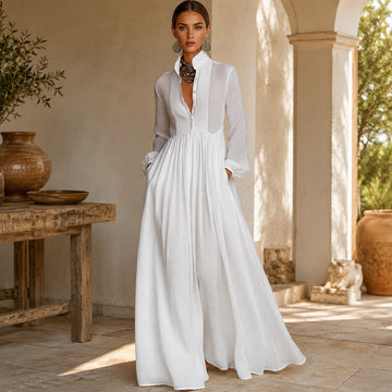 Kyran - Stilvolles Langärmeliges Maxikleid