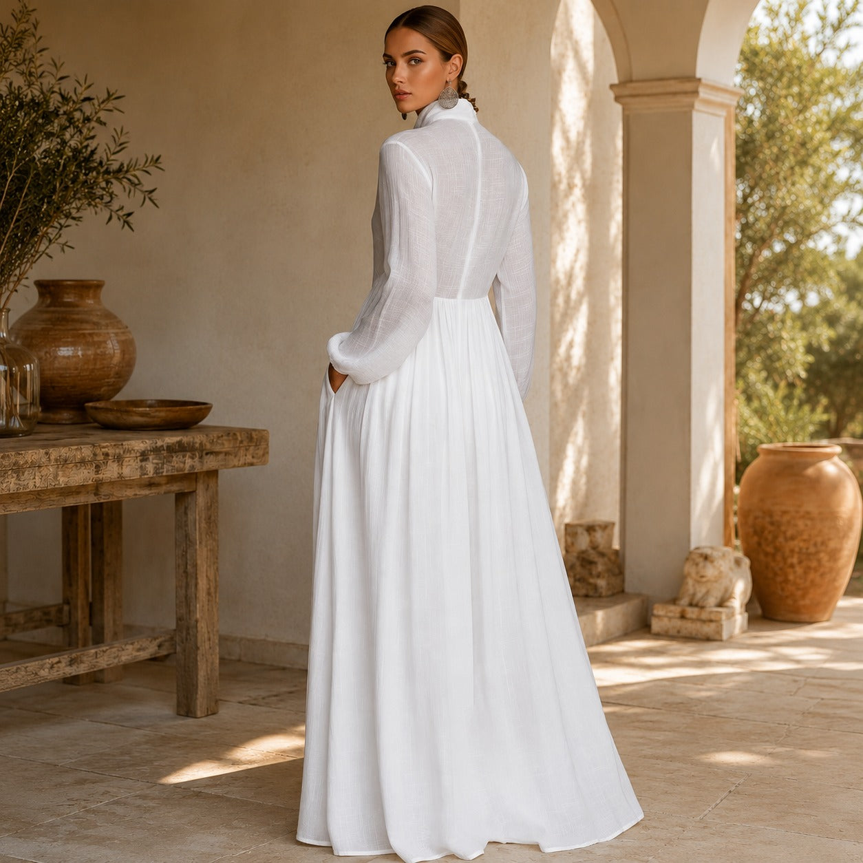 Kyran - Stilvolles Langärmeliges Maxikleid