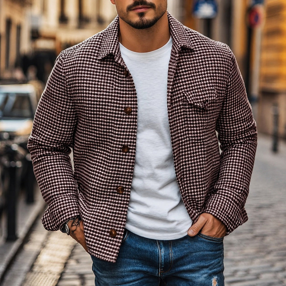 Andrew - Retro Einreihiges Hemdjacke