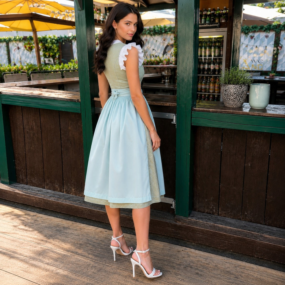 Evelyn - Lässiges kurzärmeliges Oktoberfest-Midikleid (Futter nicht enthalten)