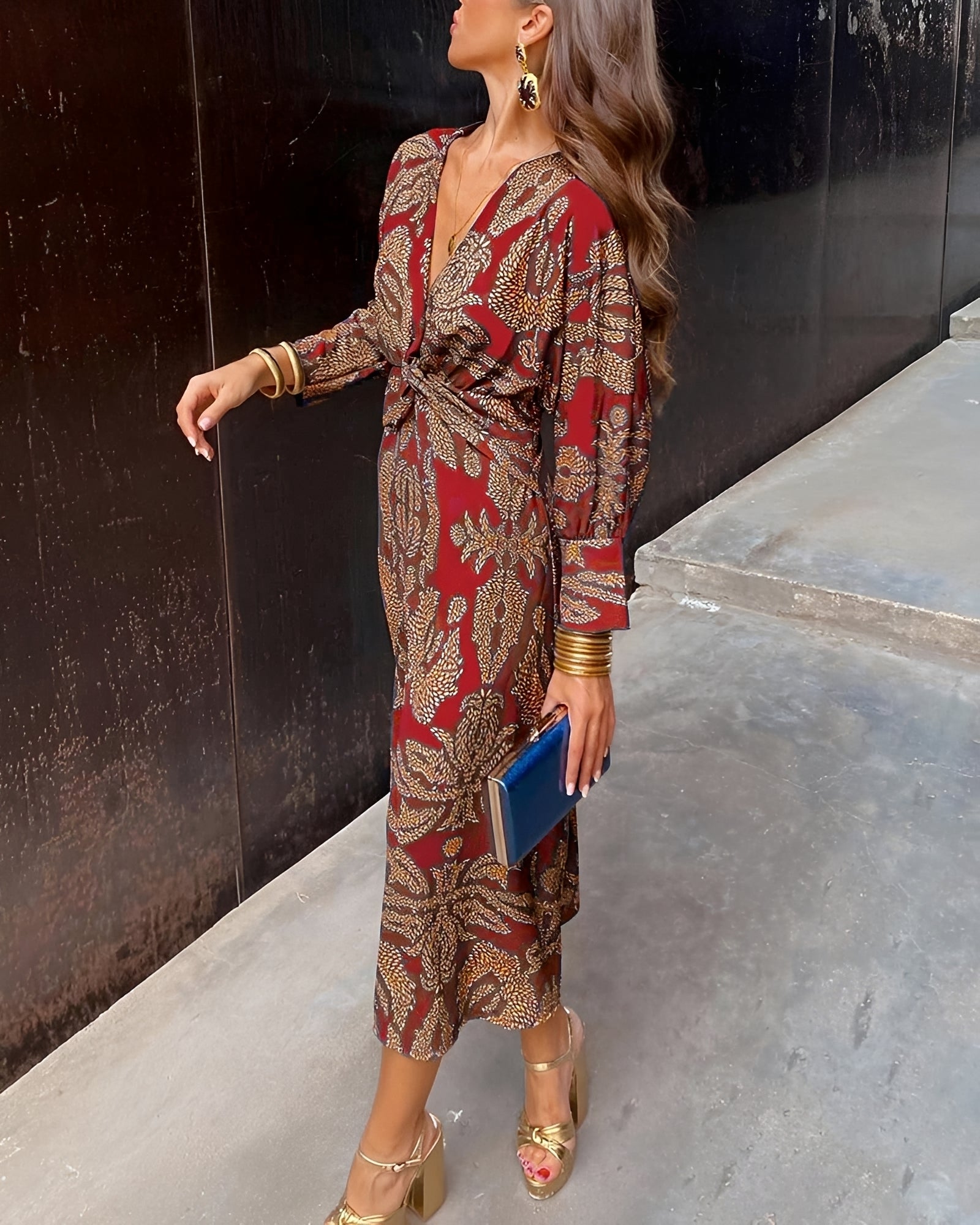 Yahya - Bedrucktes Langes Midikleid