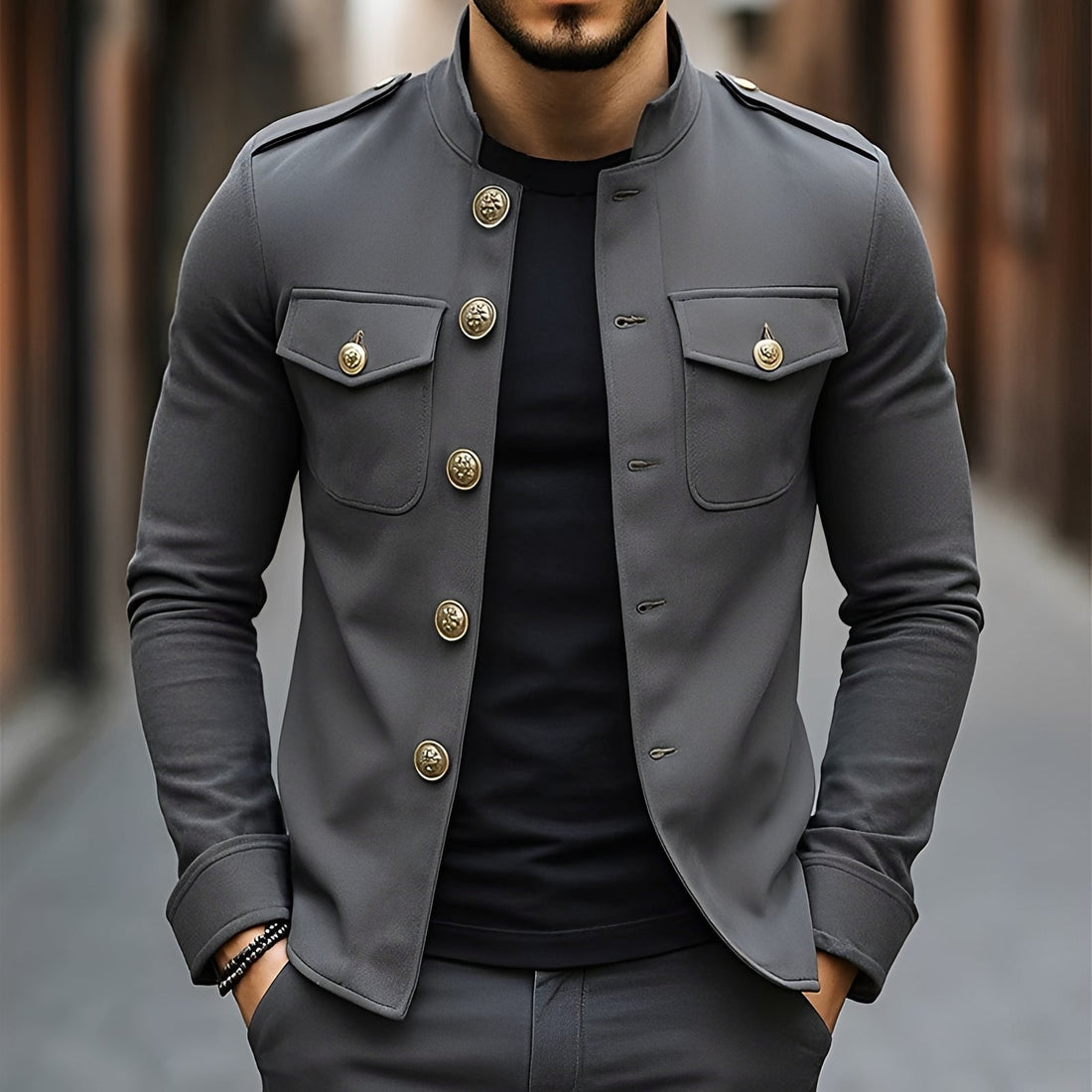Leighton - Lässige Klassische Knopfjacke