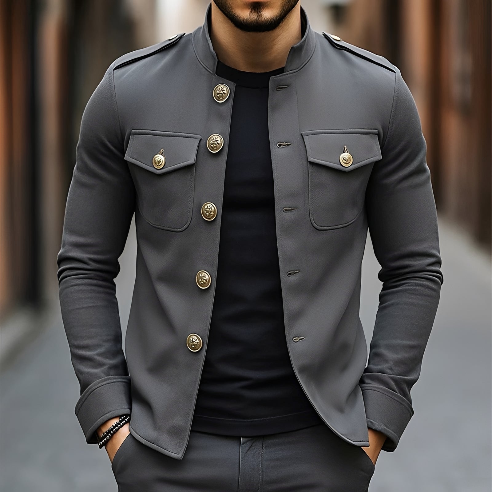 Leighton - Lässige Klassische Knopfjacke