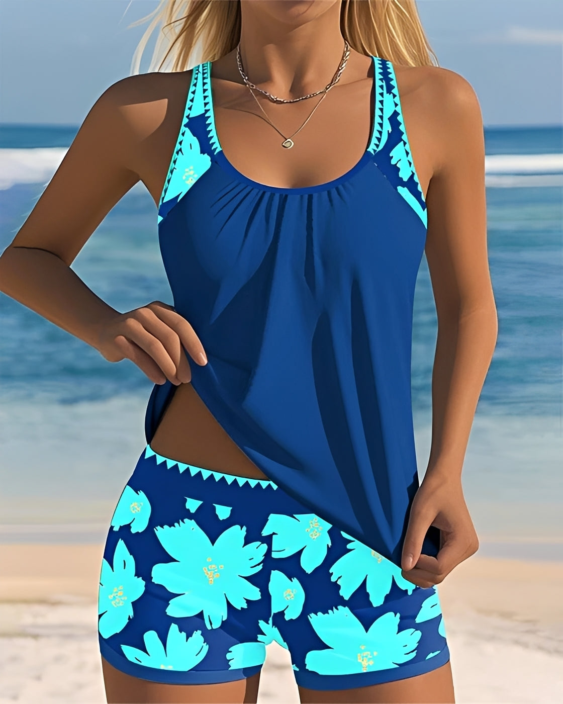 Mila - Tankini mit Blumenmuster und U-Ausschnitt