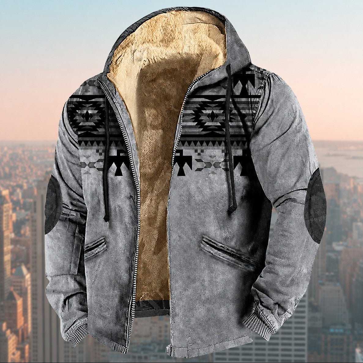 Laszlo - Herren-Kapuzenjacke mit Tribal-Muster