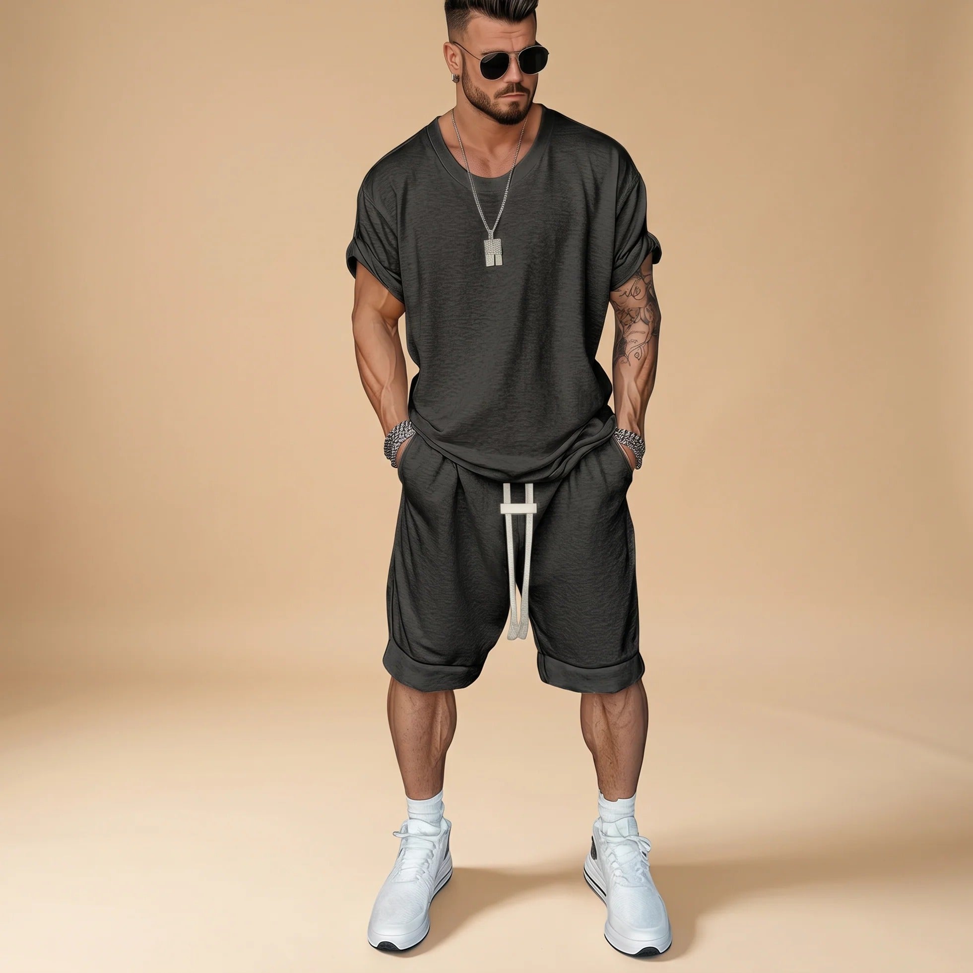 Alan - Entspanntes Hemd Shorts Set