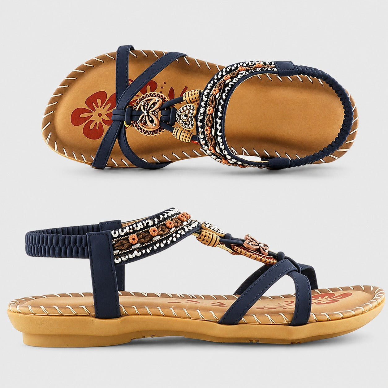 Eleanor - Stilvolle Flache Sandalen mit Strass