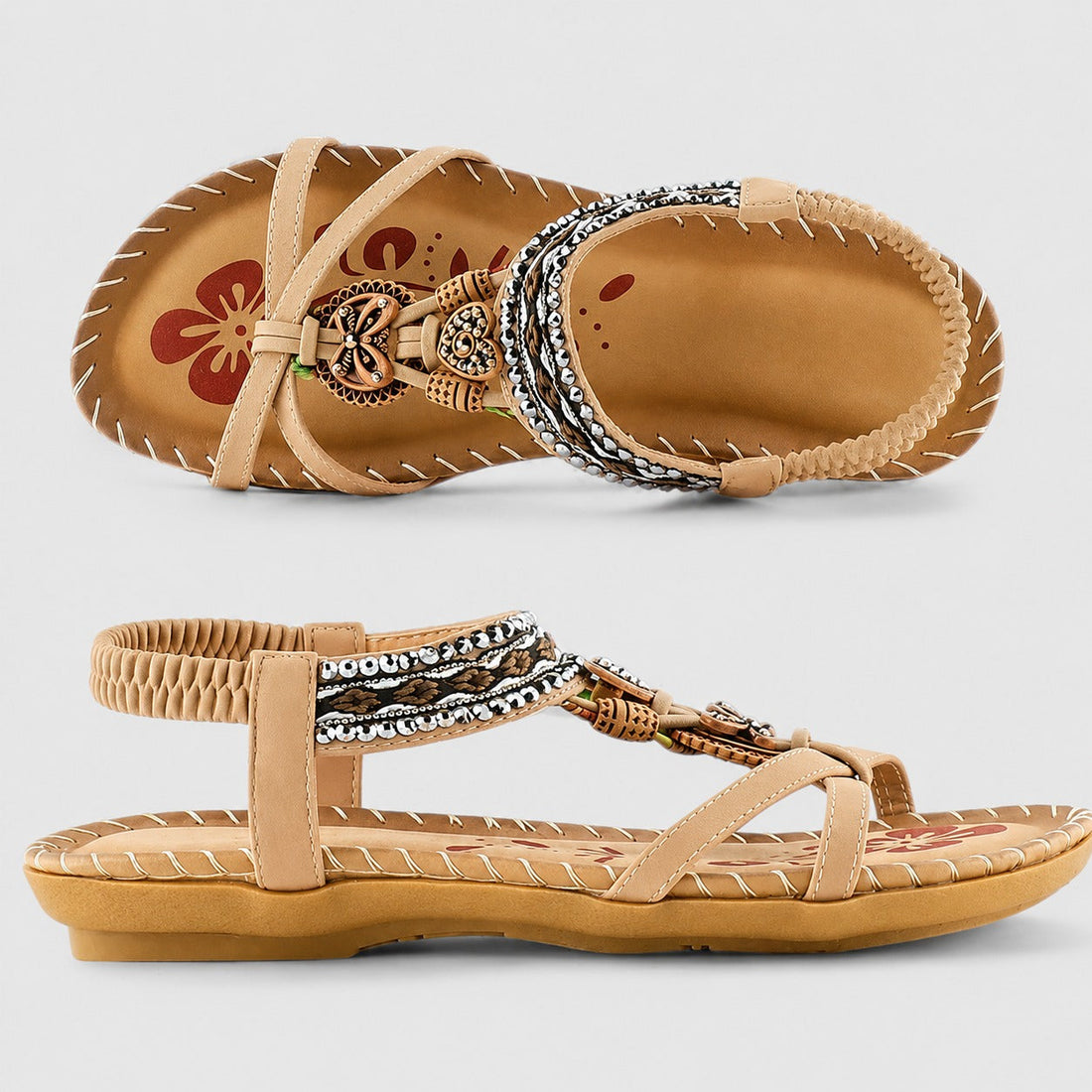Eleanor - Stilvolle Flache Sandalen mit Strass
