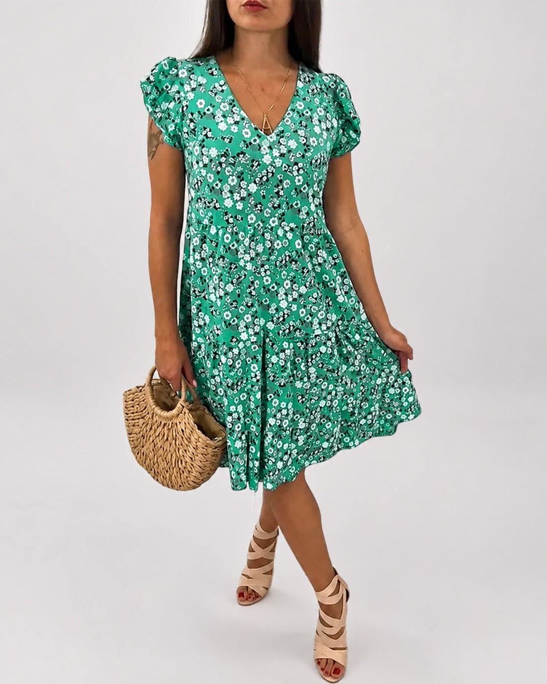 Gwen - Lässiges Blumen-Midikleid