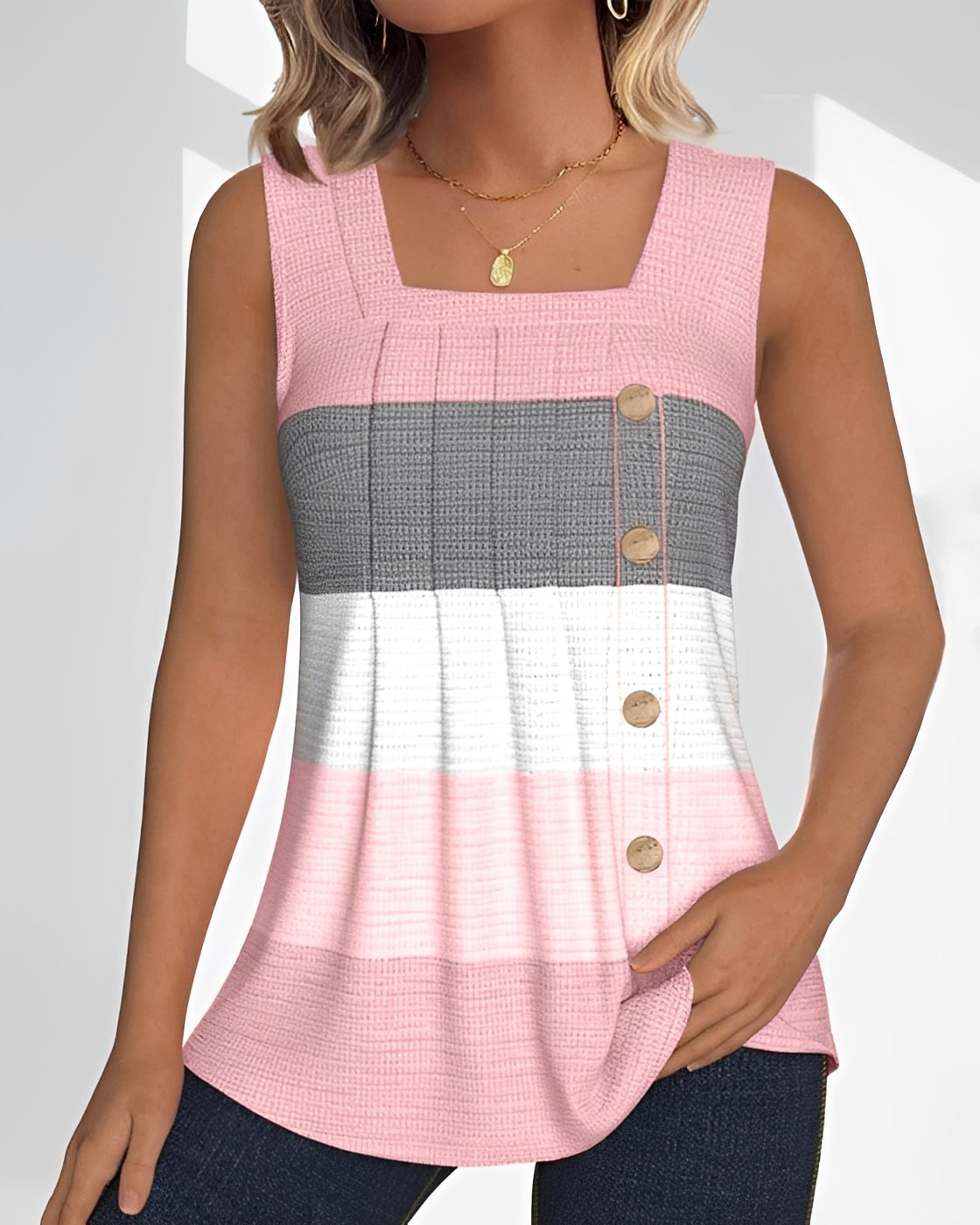 Grace - Lockeres Gestreiftes Falten-Tanktop