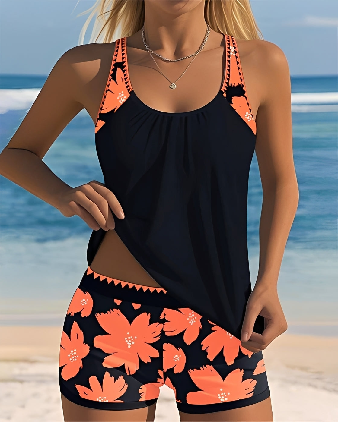 Mila - Tankini mit Blumenmuster und U-Ausschnitt