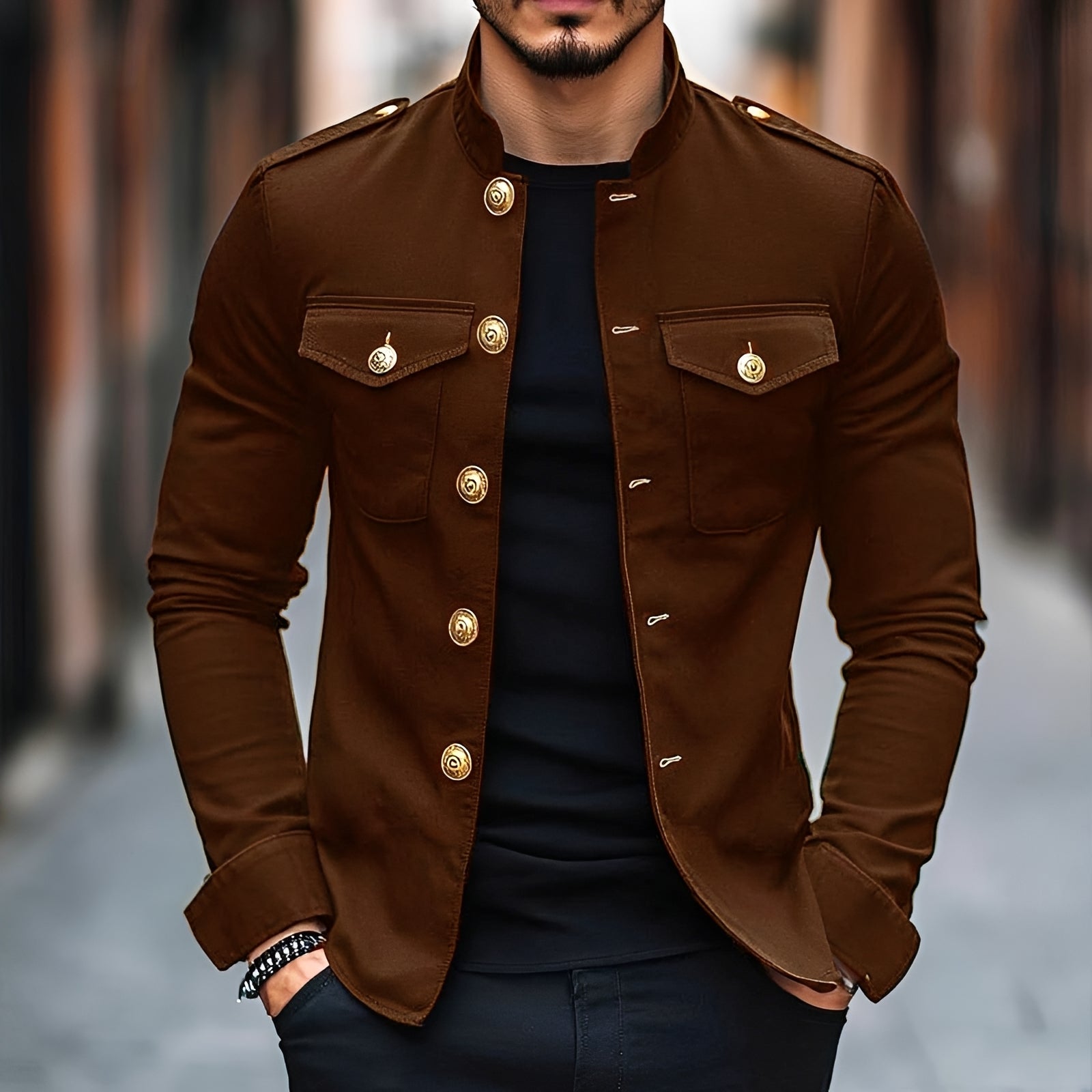 Leighton - Lässige Klassische Knopfjacke