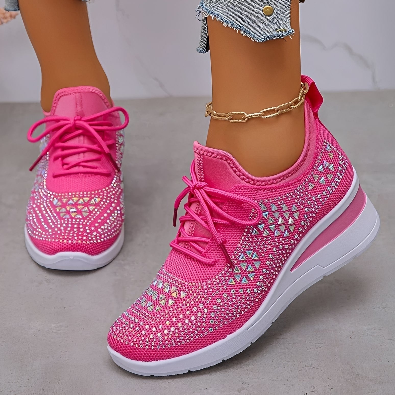 Elodie - Stilvolle Bequeme Sneakers mit Strassdetails