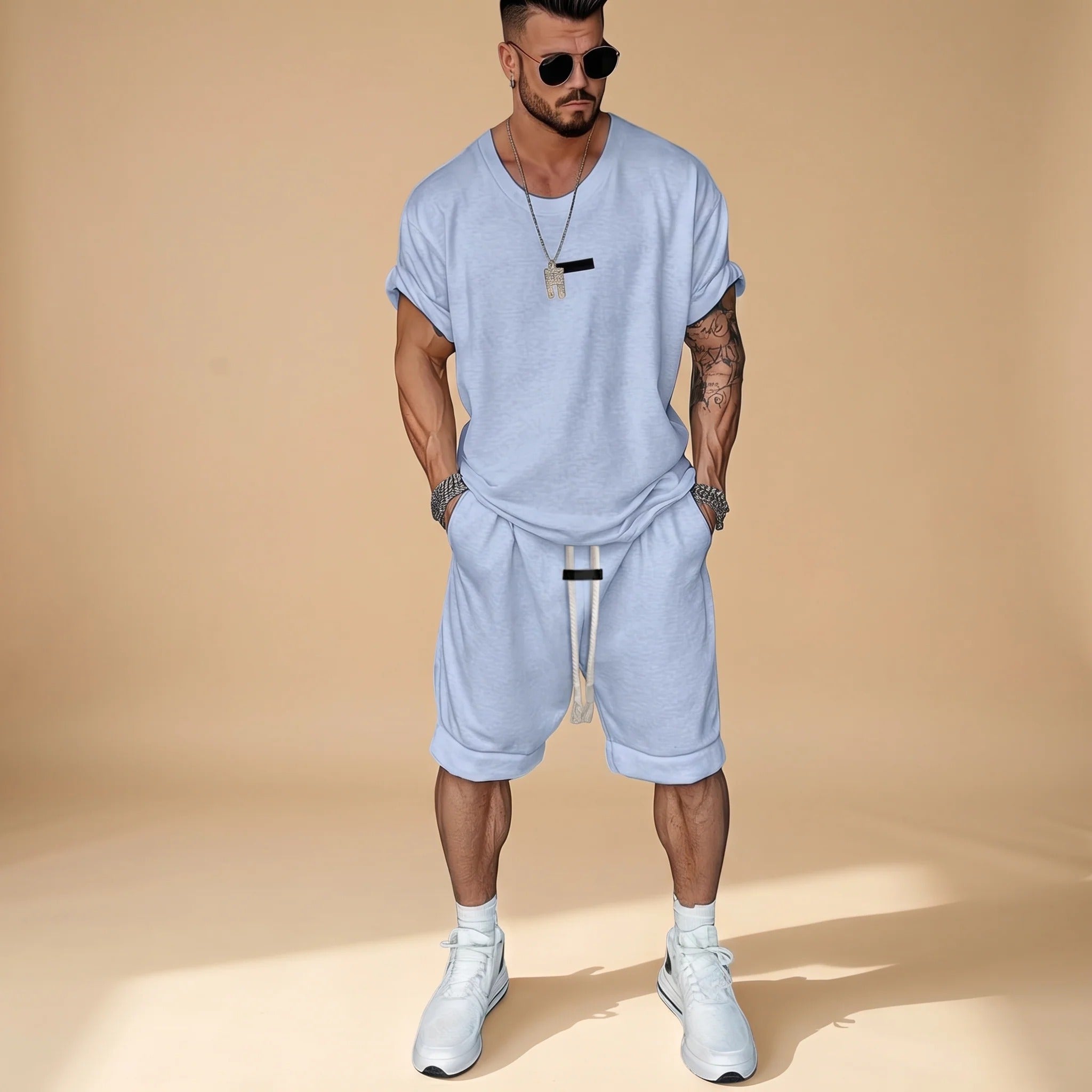 Alan - Entspanntes Hemd Shorts Set