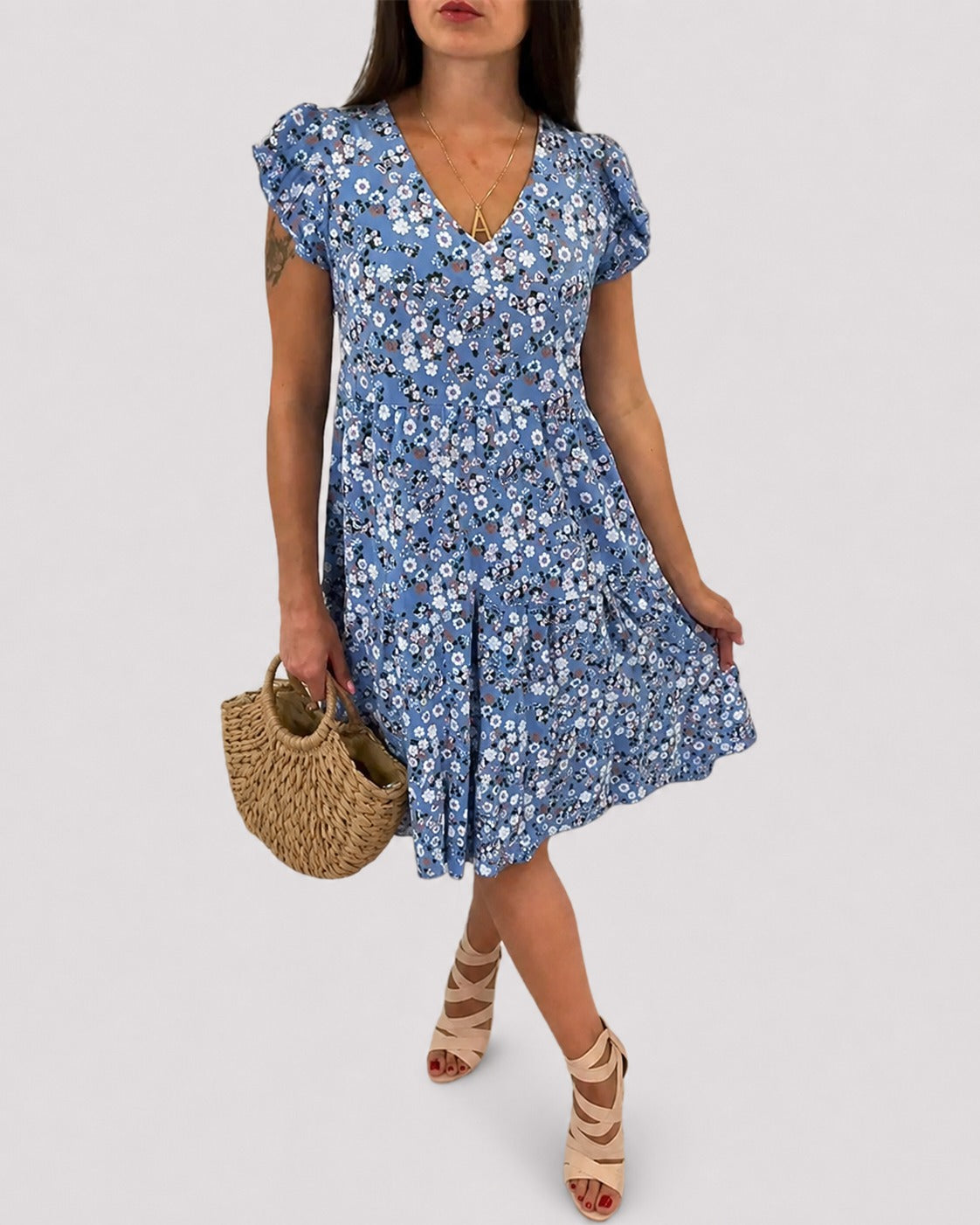 Gwen - Lässiges Blumen-Midikleid