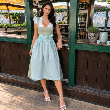 Evelyn - Lässiges kurzärmeliges Oktoberfest-Midikleid