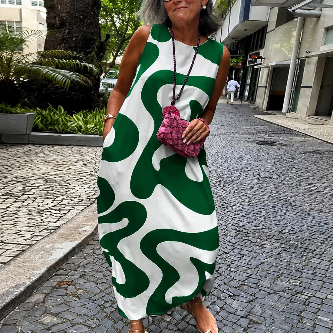 Taylor - Stilvolles Ärmelloses Geometrisches Kleid