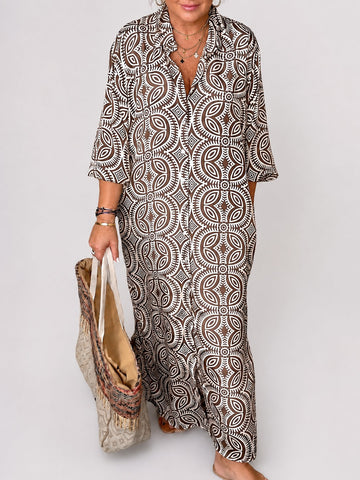 Liliana - Klassisches Revers-Maxi-Kleid