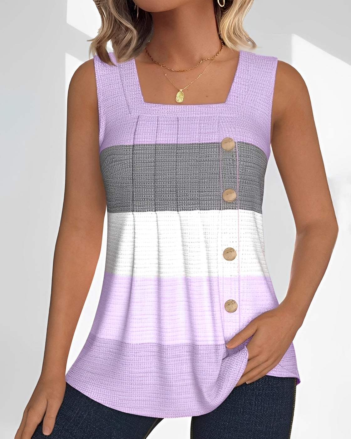 Grace - Lockeres Gestreiftes Falten-Tanktop