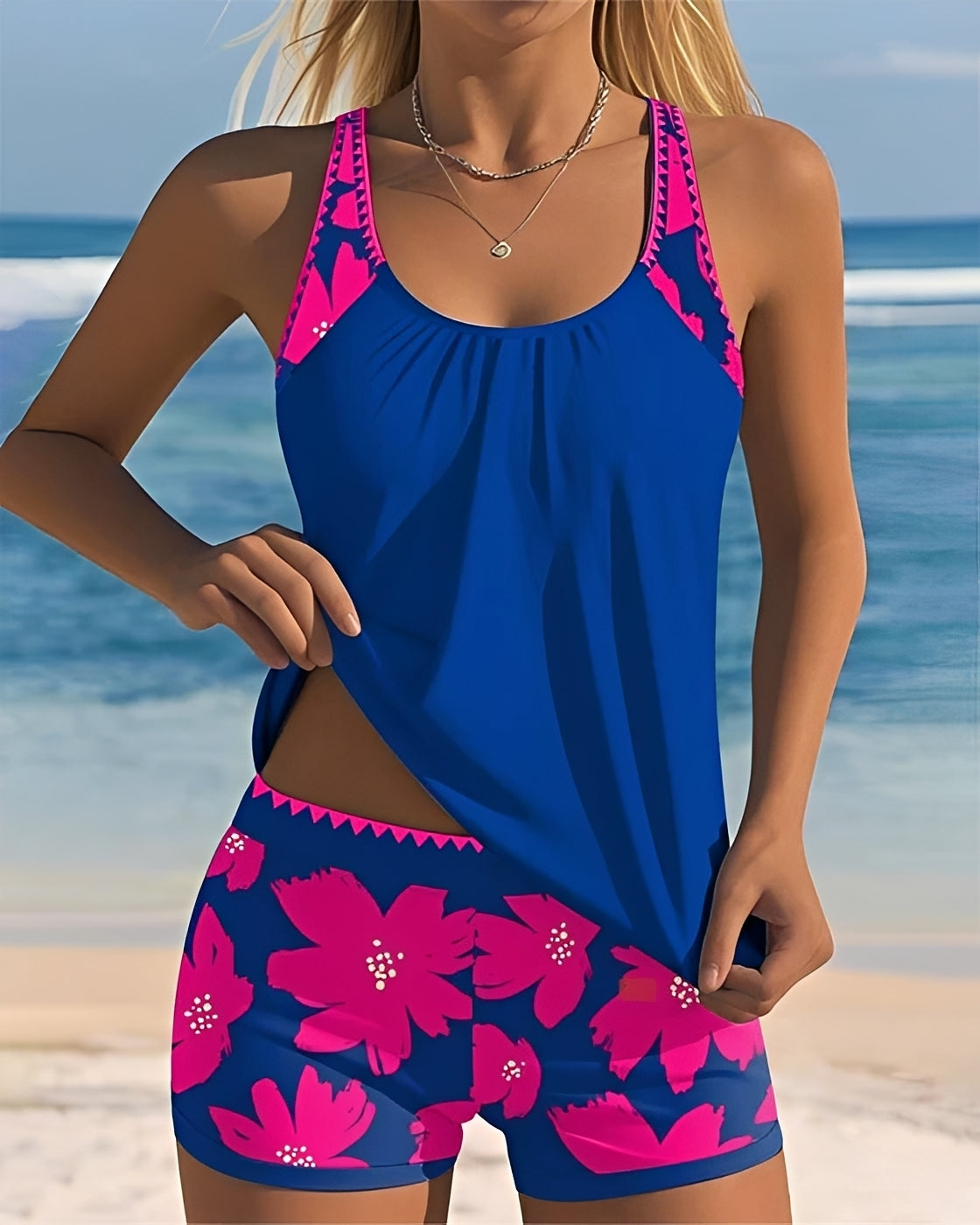Mila - Tankini mit Blumenmuster und U-Ausschnitt