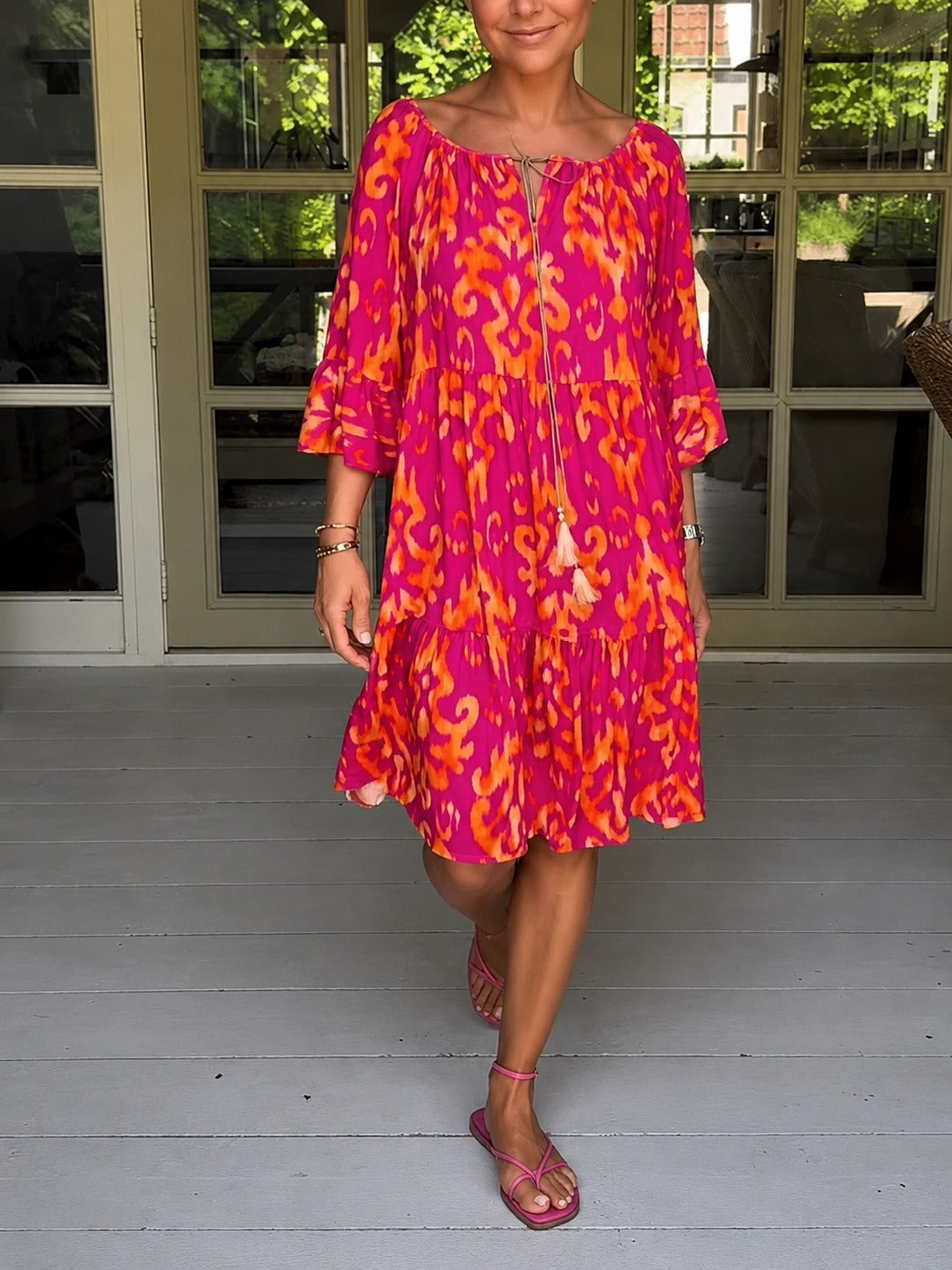 Jamie - Lockeres Glockenärmel-Kleid